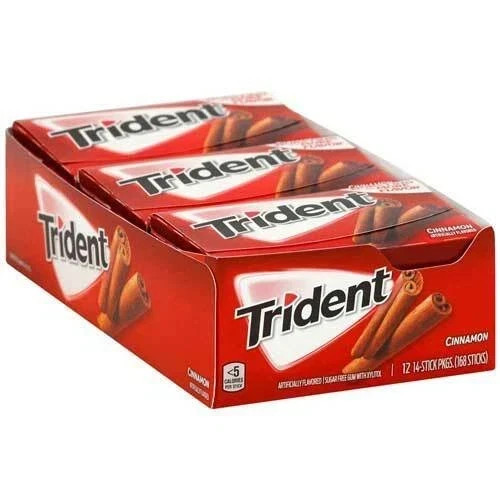 12 Pack Trident Cinnamon Flavor Gum (168 Total Sticks) Sugar Free American